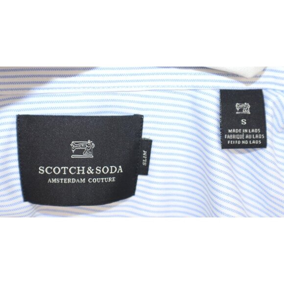 Scotch & Soda Mens Slim Fit Amsterdam Striped Dress Shirt S Office Work Academia - Picture 2 of 11